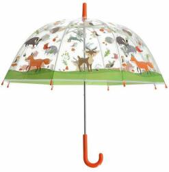  Átlátszó gyerek esernyő, erdei állatok mintával (ED_KG261)