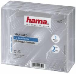 Hama Cutie pentru CD/DVD HAMA Double Jewel Case, transparenta, 5 buc. intr-un pachet (HAMA-44752)