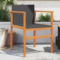 vidaXL 2 db fekete polyrattan és tömör fa kerti szék (368708) - pepita
