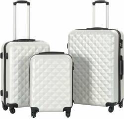 vidaXL 3 db fényes ezüstszínű keményfalú ABS gurulós bőrönd (91887)
