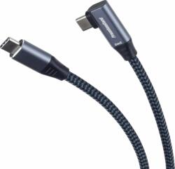 PremiumCord KU31CU1 USB-C apa - USB-C 90° apa Adat és töltő kábel - Fekete/Szürke (1m) (KU31CU1)