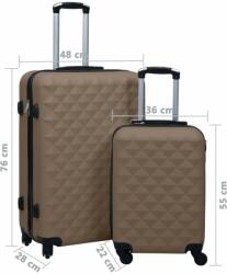 vidaXL 2 db barna ABS keményfalú gurulós bőrönd (92433)