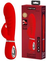 Pretty Love Vibrator Iepuras Prescott, 7 Moduri Vibratii, Silicon, USB, Rosu, 20 cm Vibrator