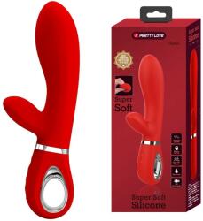 Pretty Love Vibrator Iepuras Thomas, 7 Moduri Vibratii, Silicon, USB, Rosu, 20.5 cm Vibrator