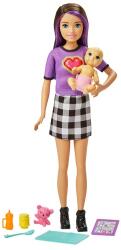 Mattel Barbie Skipper: Păpușă babysitter cu păr mov și bebeluș (GRP11)