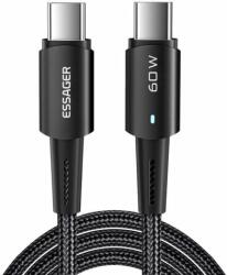 Essager EXCTT2-CGA01 USB Type-C apa - USB Type-C apa Adat és töltő kábel - Fekete (2m) (EXCTT2-CGA01)