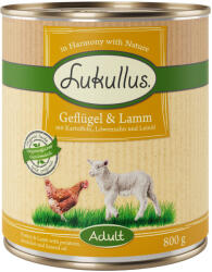 Lukullus Lukullus 5 + 1 gratis! 6 x 800 g Hrană umedă câini - Fără cereale: Pasăre și miel