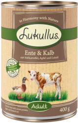 Lukullus Lukullus 11 + 1 gratis! 12 x 400 g Hrană umedă câini - Rață & vițel