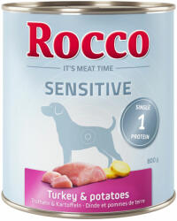Rocco Rocco 22 + 2 gratis! 24 x 800 g Sensitive conserve câini - Curcan și cartofi