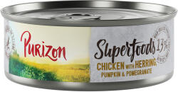Purizon Purizon 22 + 2 gratis! 24 x 70/85 g Hrană umedă pisici - Pui cu hering, dovleac și rodie (24 70 g)