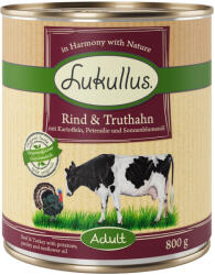 Lukullus Lukullus 5 + 1 gratis! 6 x 800 g Hrană umedă câini - Fără cereale: Vită și curcan