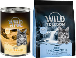 Wild Freedom Wild Freedom Preț special! 12 x 400 g hrană umedă + uscată pisici - Kitten Golden Valley Iepure & pui (12 g)