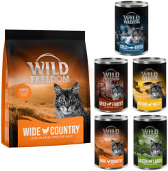 Wild Freedom Wild Freedom Preț special! 12 x 400 g hrană umedă + uscată pisici - Mix II: 6 (2 Pui, 1 Somon, Miel, Iepure, Vânat) (12 g)