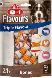 8in1 8in1 3 + 1 gratis! 4 pachete Triple Flavour snackuri pentru câini - Oase de ros XS, x 21 bucăți