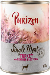 Purizon Purizon 5 + 1 gratis! 6 x 400/800 g Hrană umedă câini - Single Meat: Curcan cu flori de Erica (6 400 g)
