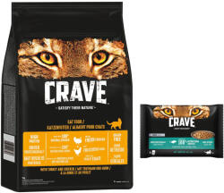 Crave Crave 15% reducere! 7 kg Adult Cat hrană uscată + 4 x 85 g Pliculețe Sos cu ton - Curcan & Pui