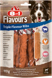 8in1 8in1 3 + 1 gratis! 4 pachete Triple Flavour snackuri pentru câini - Ribs Rulouri de ros, x 6 bucăți