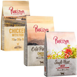 Purizon Purizon Preț special! 3 x 2, 5 kg Hrană uscată pisici - Coldpressed Pui Single Meat Vită Adult (3 kg)