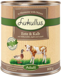 Lukullus Lukullus 5 + 1 gratis! 6 x 800 g Hrană umedă câini - Fără cereale: Rață & Vițel