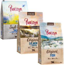 Purizon Purizon Preț special! 3 x 2, 5 kg Hrană uscată pisici - Sterilised Adult Somon Single Meat Pește (3 kg)