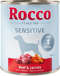 Rocco Rocco 22 + 2 gratis! 24 x 800 g Sensitive conserve câini - Vită și morcovi