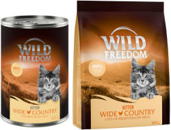 Wild Freedom Wild Freedom Preț special! 12 x 400 g hrană umedă + uscată pisici - Kitten Wide Country Vițel & pui (12 g)