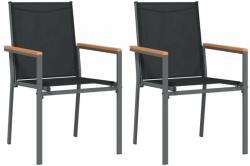 vidaXL 2 db fekete textilén és acél kerti szék 55 x 61, 5 x 90 cm (364099) - pepita