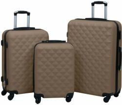 vidaXL 3 db barna ABS keményfalú gurulós bőrönd (92418)