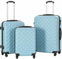 vidaXL 3 db kék keményfalú ABS gurulós bőrönd (91889)