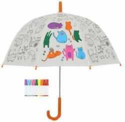  Kifesthető cicás gyerek esernyő, filctollakkal (ED_KG278)