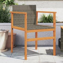 vidaXL 2 db szürke polyrattan és tömör fa kerti szék (368709) - pepita
