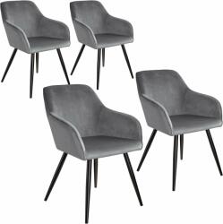 tectake 4 Marilyn bársony kinézetű szék, fekete színű (3302801)