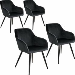 tectake 4 Marilyn bársony kinézetű szék, fekete színű (3302673)