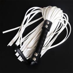 LateToBed BDSM Line Double Rivet Flogger 44cm White