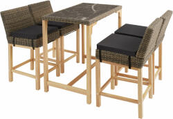 tectake Rattan bárasztal Kutina 4 székkel Latina (4276636)