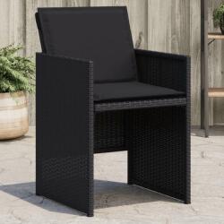 vidaXL 4 db fekete polyrattan kerti szék párnával (4007436) - pepita