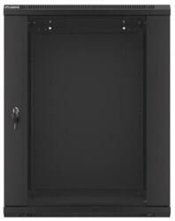 Lanberg WF01-6615-10B 19" 15U SZÉL: 600 MÉLY: 600 MAG: 774 lapraszerelt üvegajtós fekete fali rack szekrény (WF01-6615-10B) - nyomtassingyen