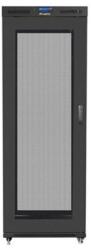 Lanberg FF01-8027-23BL 19" 27U SZÉL: 800 MÉLY: 1000 MAG: 1438 lapraszerelt hálós fémajtós fekete rack szekrény (FF01-8027-23BL) - nyomtassingyen