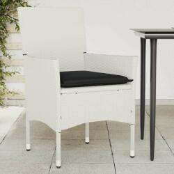 vidaXL 2 db fehér polyrattan kerti szék párnával (368115) - pepita