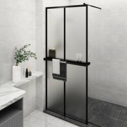 vidaXL fekete ESG üveg és alumínium zuhanyfal polccal 100 x 195 cm (3185470) - pepita