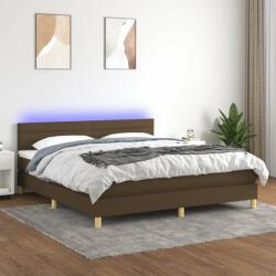 vidaXL barna szövet rugós és LED-es ágy matraccal 180 x 200 cm (3133816) - pepita