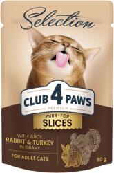 Club4Paws Premium Nedves macskaeledel - Nyúl és pulyka mártásban 12x80g