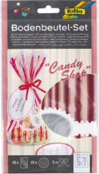  Folia celofántasak szett (14, 5x23, 5cm) piros csíkos, Candy Shop, 10DB/CSOMAG (F46203)