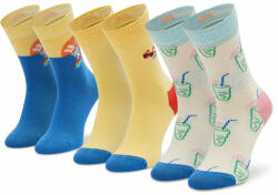 Happy Socks Set de 3 perechi de șosete lungi pentru copii XKTRA08-2000 Albastru