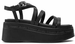 Tommy Jeans Sandale Tjw Strappy Wedge Sandal EN0EN02516 Negru