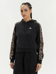 Adidas Bluză Essentials 3-Stripes Animal Print IR9313 Negru Loose Fit