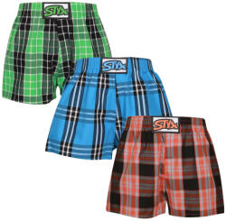 Styx 3PACK gyermek bő szárú boxeralsók Styx klasszikus gumipánt többszínű (3J102630) 12-14 éves