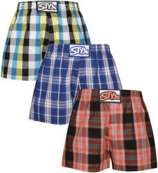 Styx 3PACK gyermek bő szárú boxeralsók Styx klasszikus gumipánt többszínű (3J102426) 6-8 éves