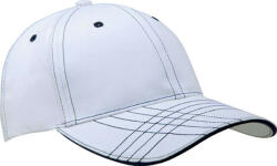 K-UP KP109 pamut 6 paneles baseball sapka K-UP, White/Navy-U (kp109wh-nv-u)
