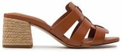 Tommy Hilfiger Papucs Block Mid Heel Leather Sandal FW0FW08049 Barna (Block Mid Heel Leather Sandal FW0FW08049)